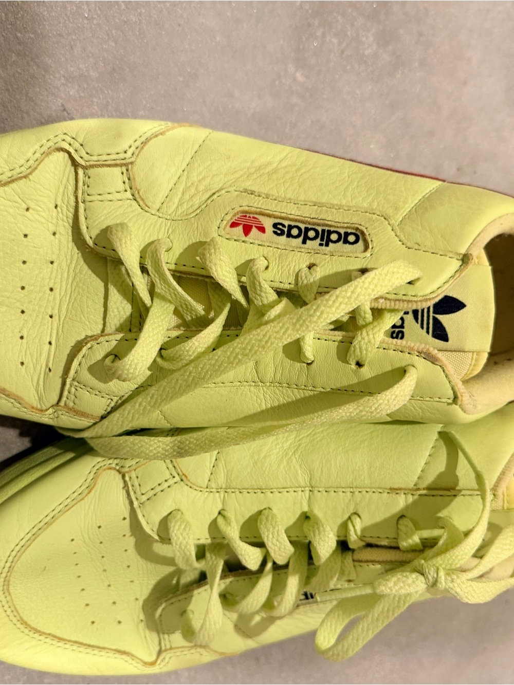 adidas Neon Lime Leather Low-Top Sneakers